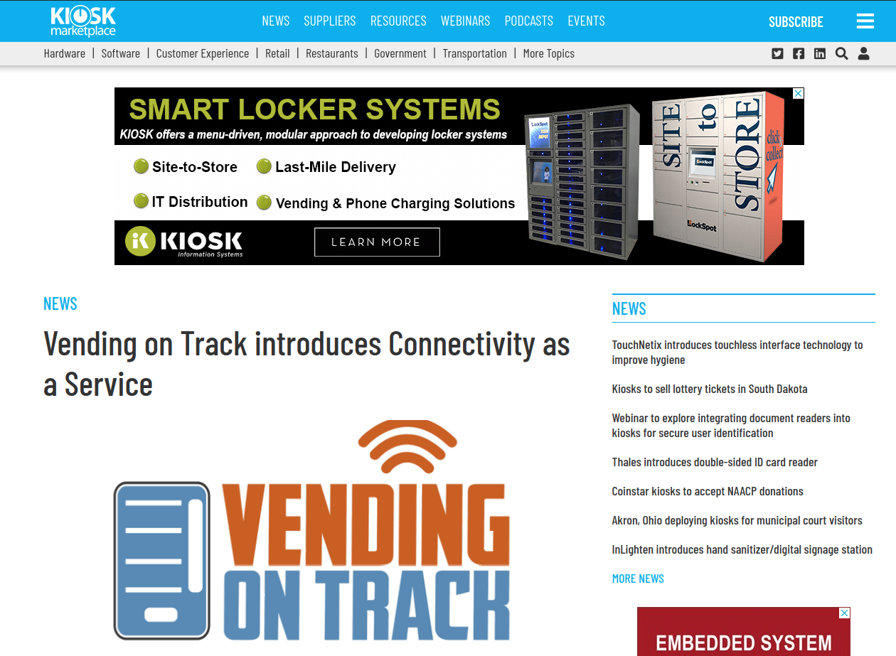 Kiosk Marketplace - Vending on Track Connectivity