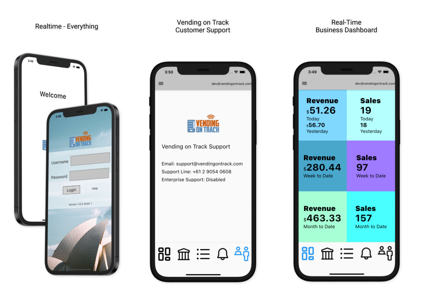 Vending Dashboard vending machine management app on iOS and Android
